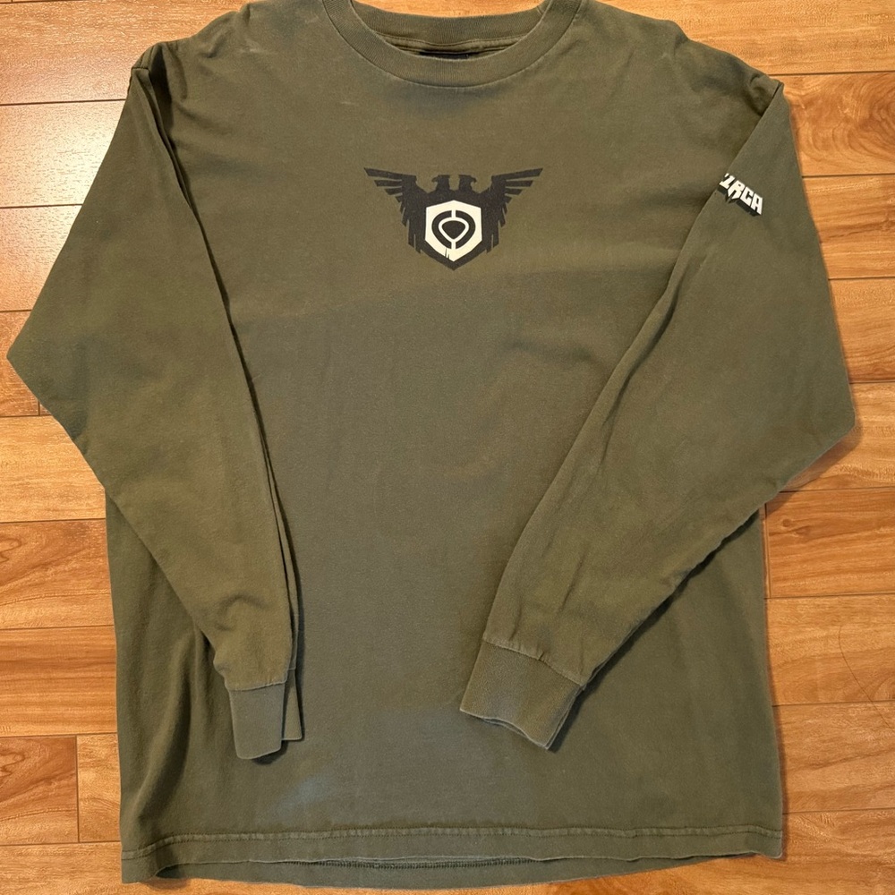 Men's XL Vintage Circa Olive Long Sleeve Skate Shirt with Logo